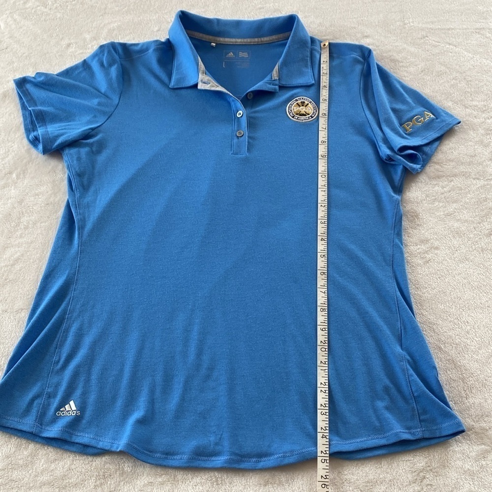 Adidas PGA Women's Blue Golf Polo Shirt. PGA Crest on chest and logo on sleeve. - Picture 9 of 13